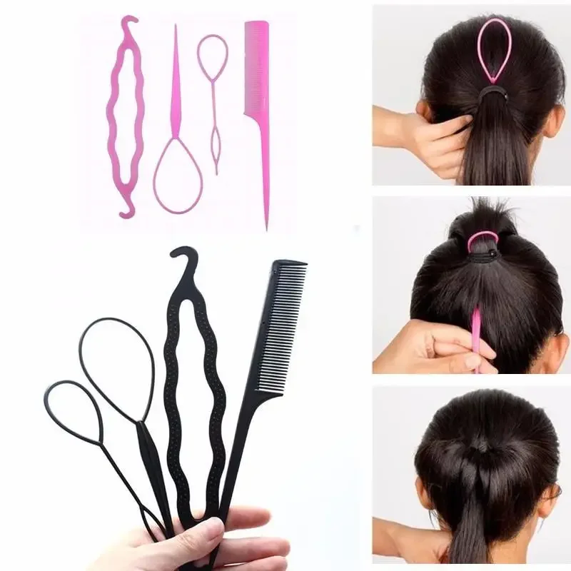 

Hair Jewelry 4pcs/set Women's Plastic Braided Twist Styling Bun Maker Clip Accessories