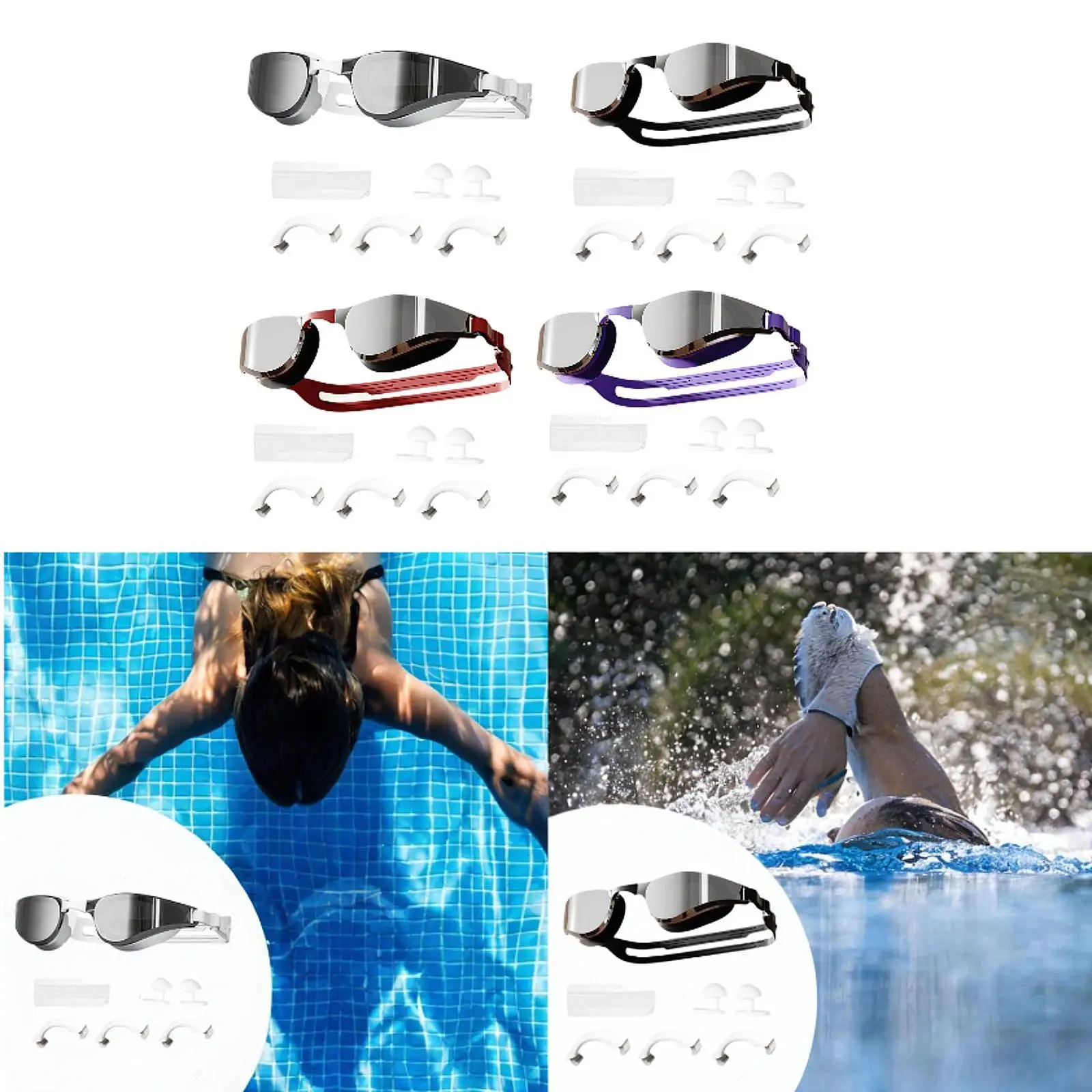 

Swimming Goggles No Leaking Soft Silicone Waterproof with Nose Bridges