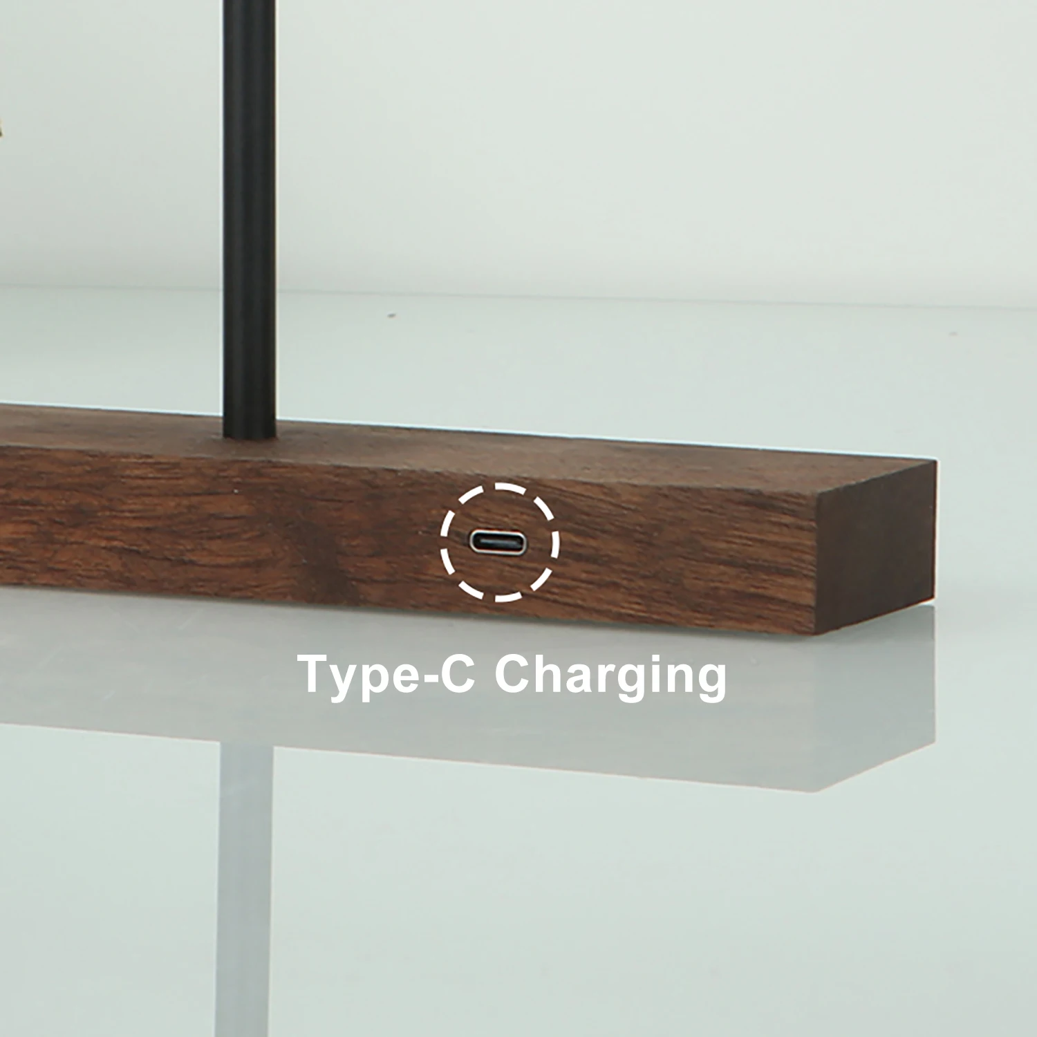 Walnut Wireless LED Table Lamp Touch Control Desk Lamp with 3-Level Brightness Retro Night Light Minimalist Bedside Lamp