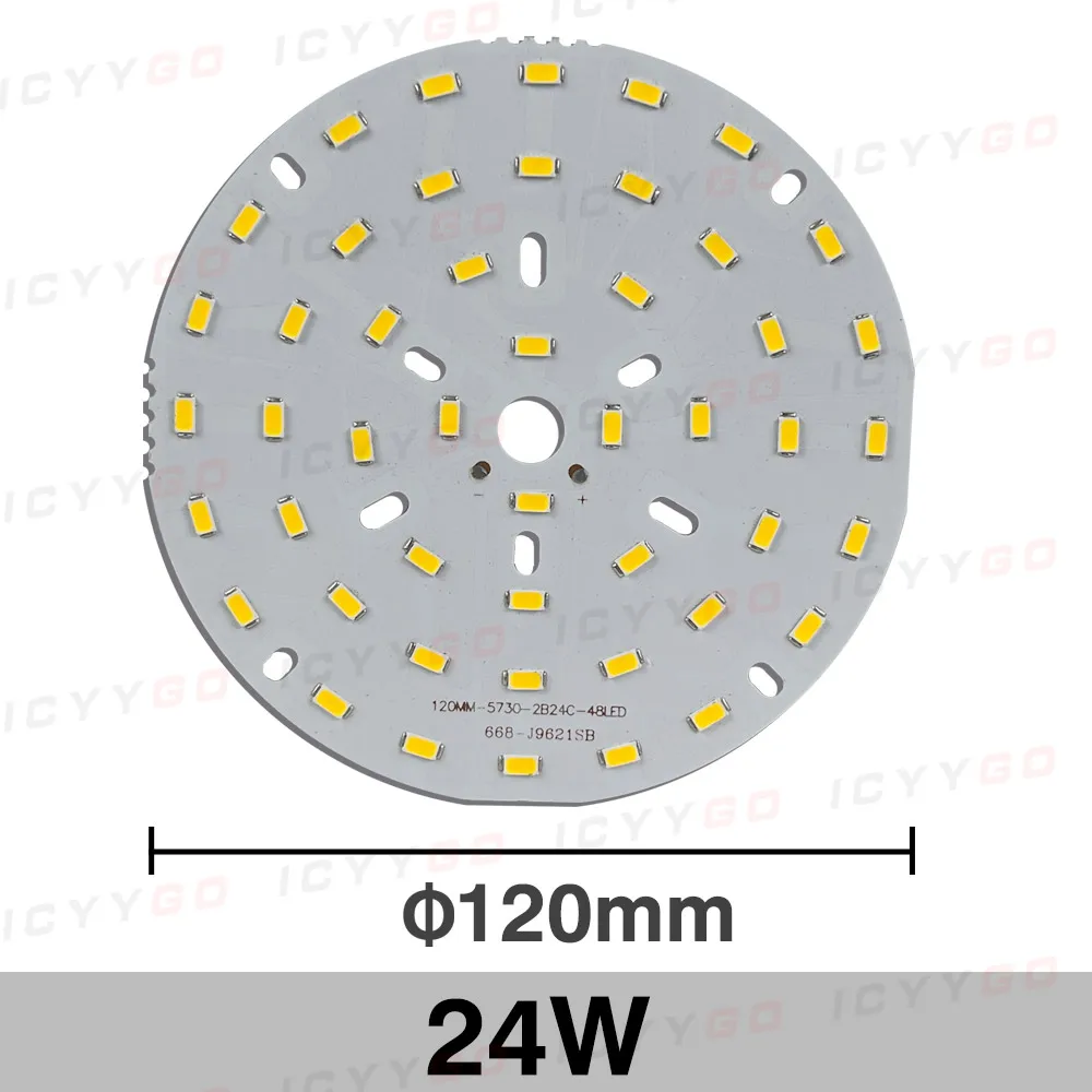 Panel de luz LED 5730 de 3W, 5W, 7W, 9W, 12W, 15W, 18W con cable de alimentación, placa de fuente de luz redonda adecuada para modificación de fuente de luz DIY