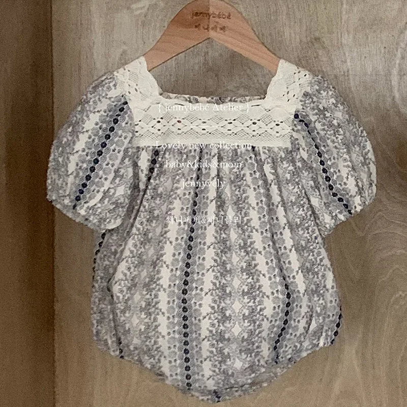 

Baby Girl Clothes For 0-24M Newborn Outfits Summer Soft Cotton Floral Baby Girls Short Sleeve Lace Rompers Infant Bodysuits