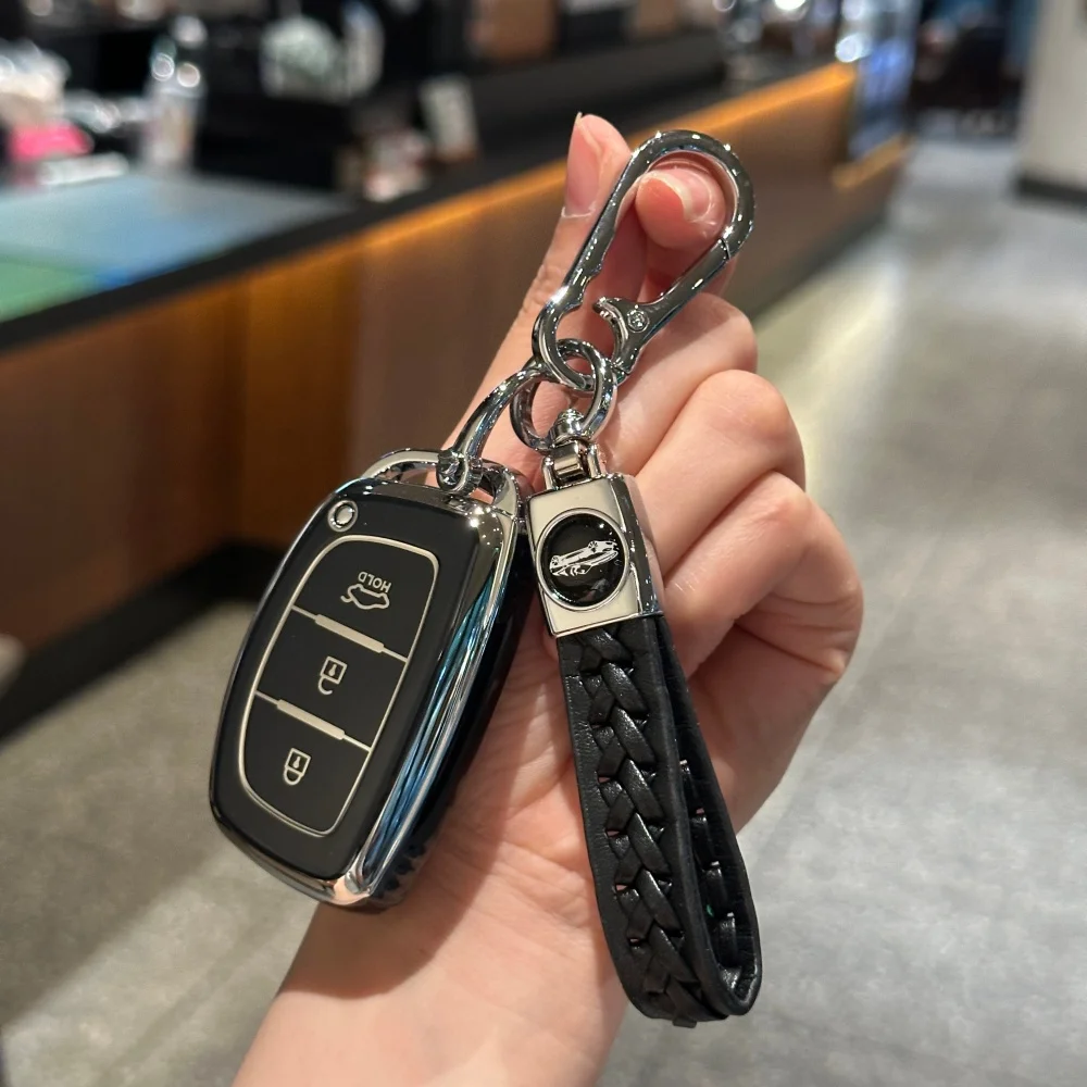Car Key Case Cover with Handmade Lanyard For Hyundai Ioniq 2017-2019, only fit for the car key shown in the image.