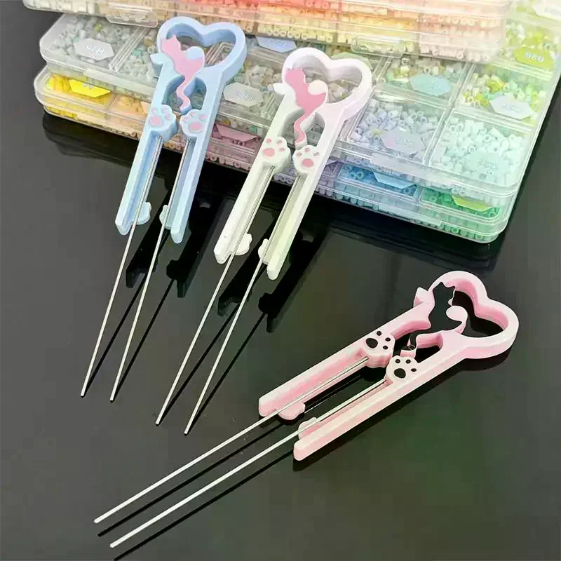 Kitten Perler Bead Tweezers Handmade Multifun Collage Beans Needle Handheld Double Needles Perler Bead Tweezer 3D Printing