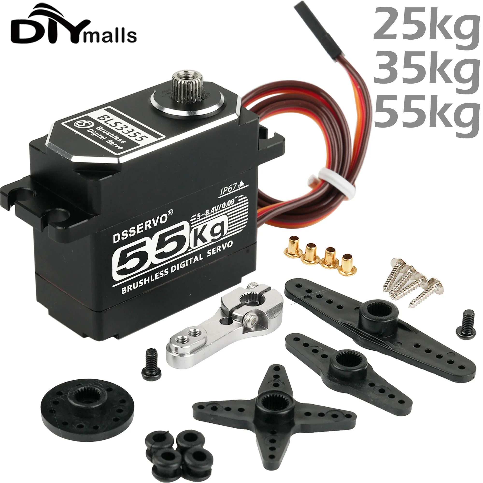 25/35/55kg Brushless Servo High Speed RC Digital Servo Waterproof IP67 Full Metal High Torque Servo for 1/8 1/10 RC Car Crawler