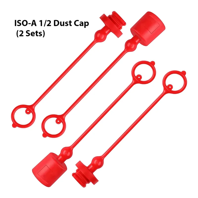 ISO-A 1/2 Hydraulic Quick Coupler Male Dust Cap and Female Plug Cover, Fits Hydraulic Quick Disconnects Coupler