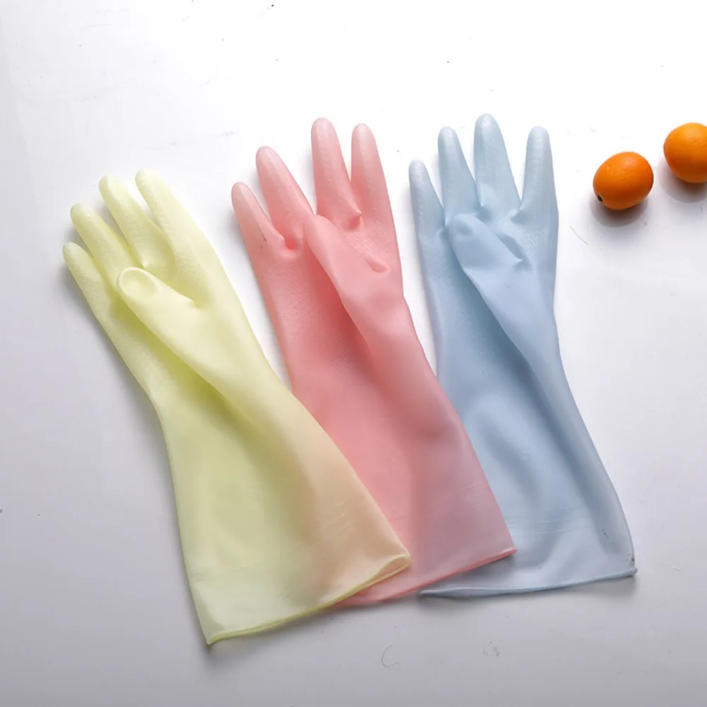 3Pairs/Set Daisy Pattern Dishwashing Gloves High Quality Plastic Waterproof Gloves Oil-proof Non-slip Wear-resistant Gloves