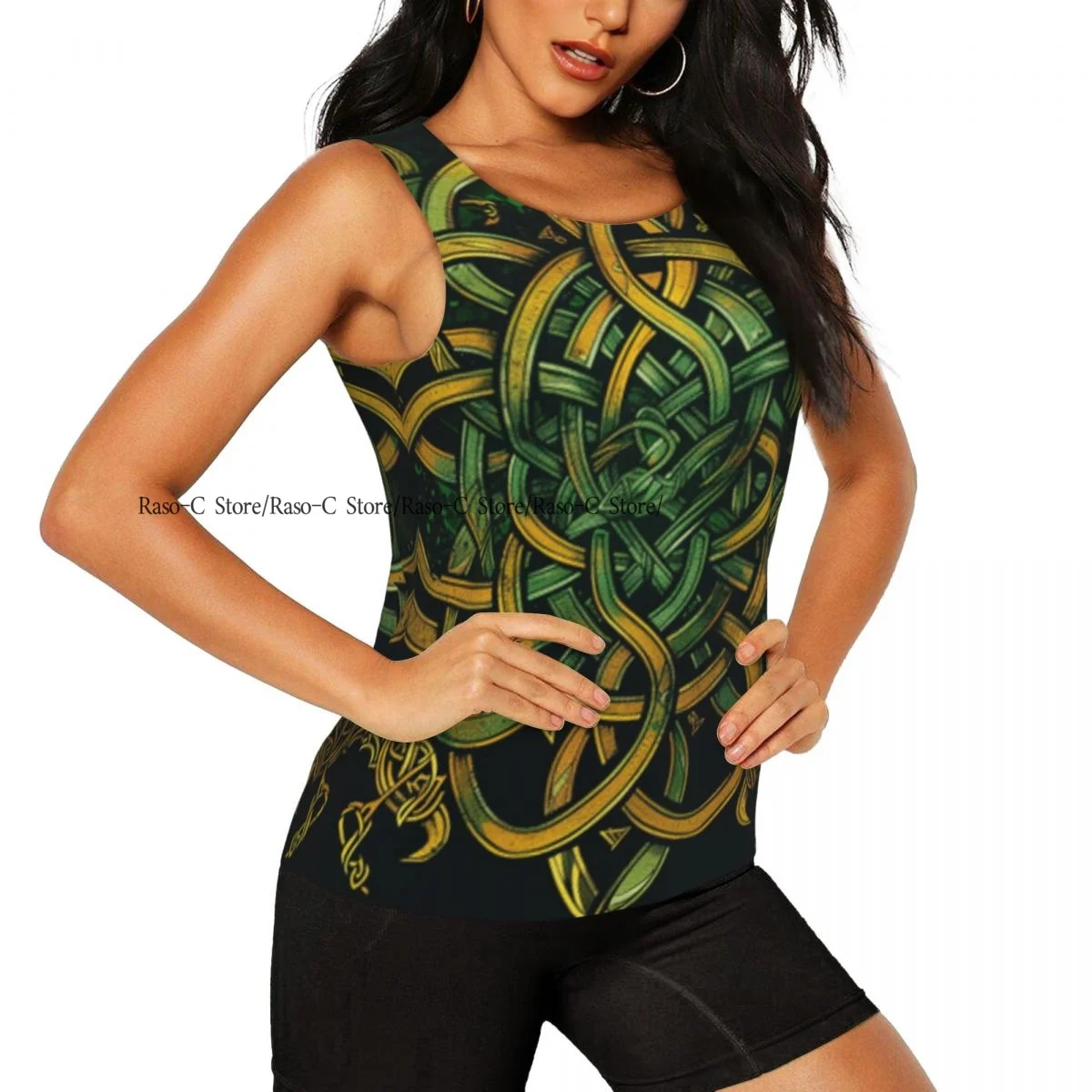 Women's Sleeveless Yoga Tank Top Knot Grunge Background Quick Dry Running Training Sports Vest Yoga Shirts