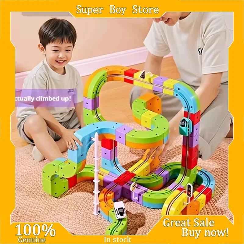 Neue Montessori Spielzeug Neueste Pädagogisches Spielzeug Montage Magie Track Zug Set Kinder Spielzeug Nicht-Fernbedienung Schiene Auto Geschenk box