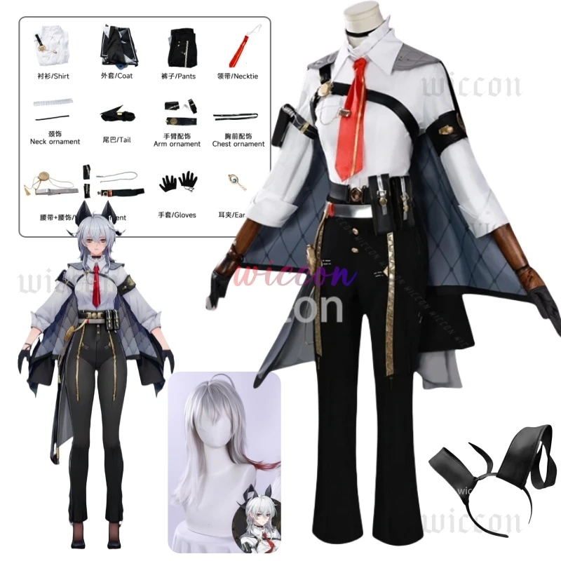 

Zani Cosplay Anime Game Wuthering Waves Costume OL Uniform Sexy Cape Tie Suit Pants Headwear Horn Earring Jirai Kei Customized