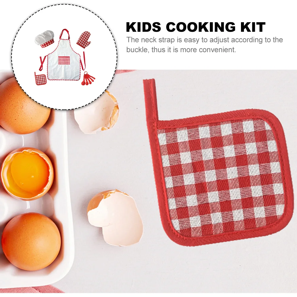 Hat Kids Cooking Apron Child Boy Girls Gloves Toddler Toys Toddlers Cotton Kits Boys Aprons for Kitchen Supplies