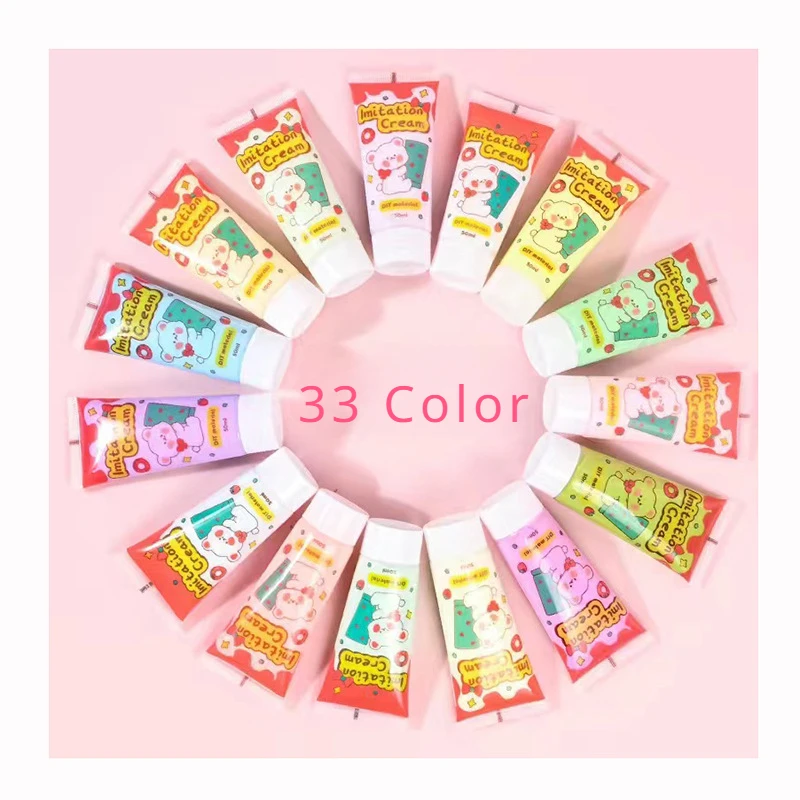 

50ml Colorful Simulation Cream Glue Guka DIY Phone Case Kit Cream Adhesive Set With 30 Colors Perfect for Crafting Decorating