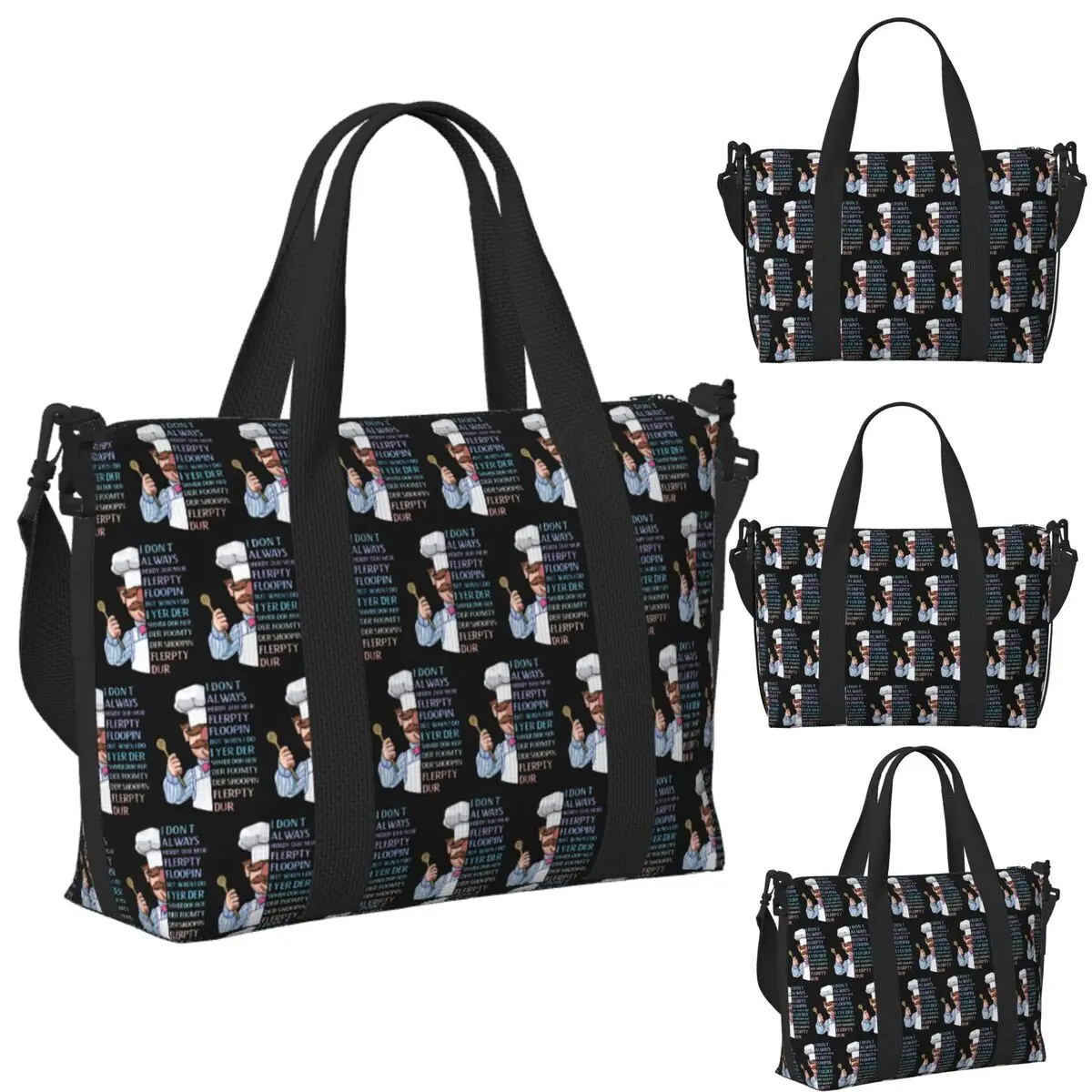 

Custom The Swedish Chef I Dont Always Herdy Dur Mur Beach Travel Bag Tote Bags for Gym Sport Women Shopping Duffle Shoulder Bag