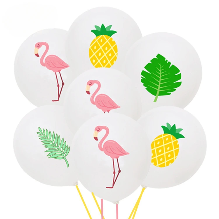 

Hawaii printed latex balloon, pineapple, Flamingo, turtle back leaf, 12 inch, summer,Hawaii, party decoration, gathering