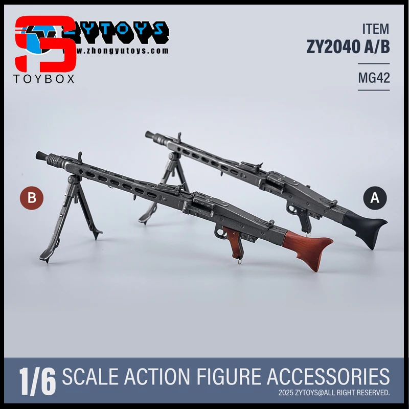ZYTOYS ZY2040 Model Broni MG42 w Skali 1/6 dla Figurki Żołnierza, Mini Akcesoria Sceniczne Pasujące do Figurki Akcji o Wymiarach 12 cali