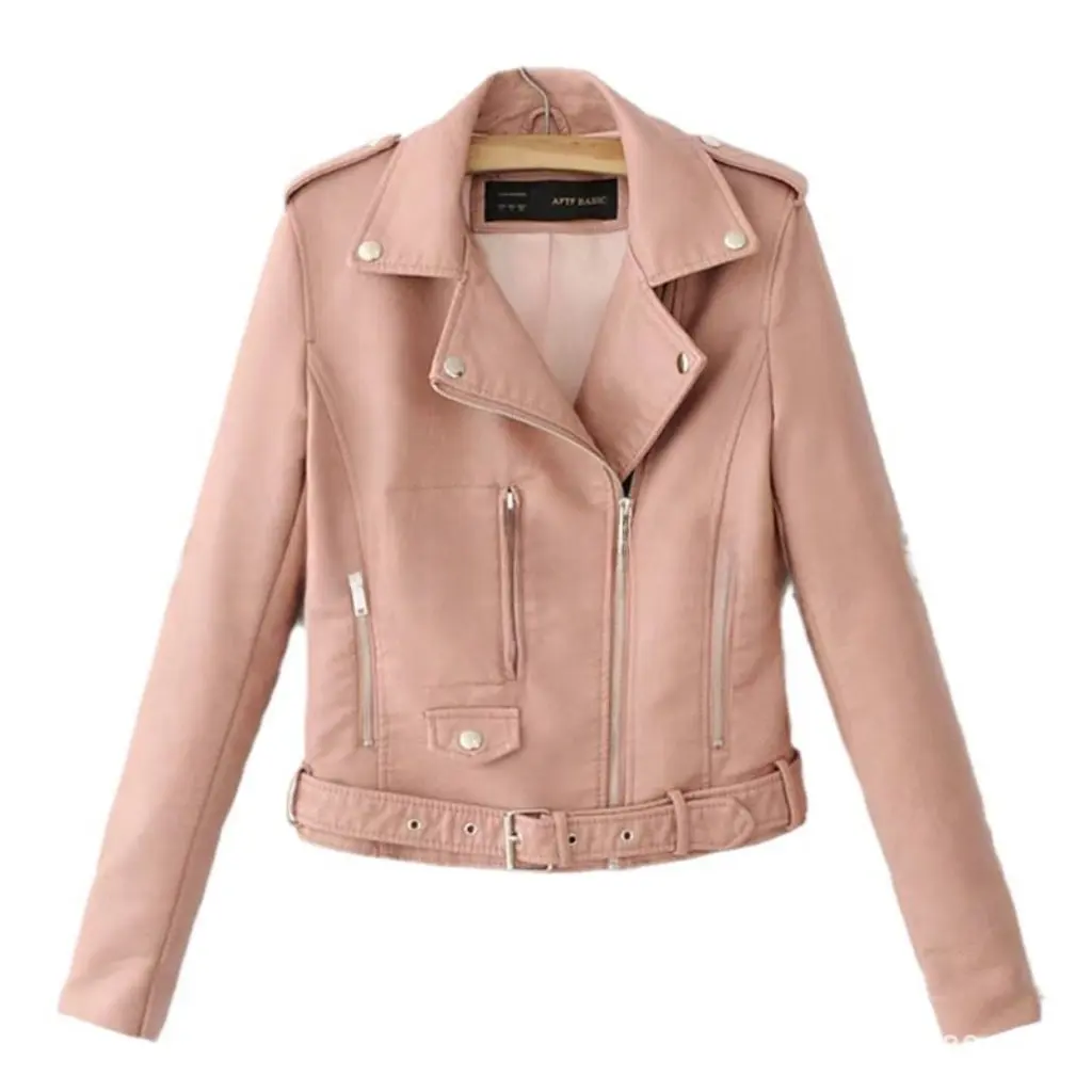 ヨーロピアンステーション レディース ショートPUレザージャケット スリムフィット 韓国風 バイク用 オールマッチ トレンド 小さいサイズ