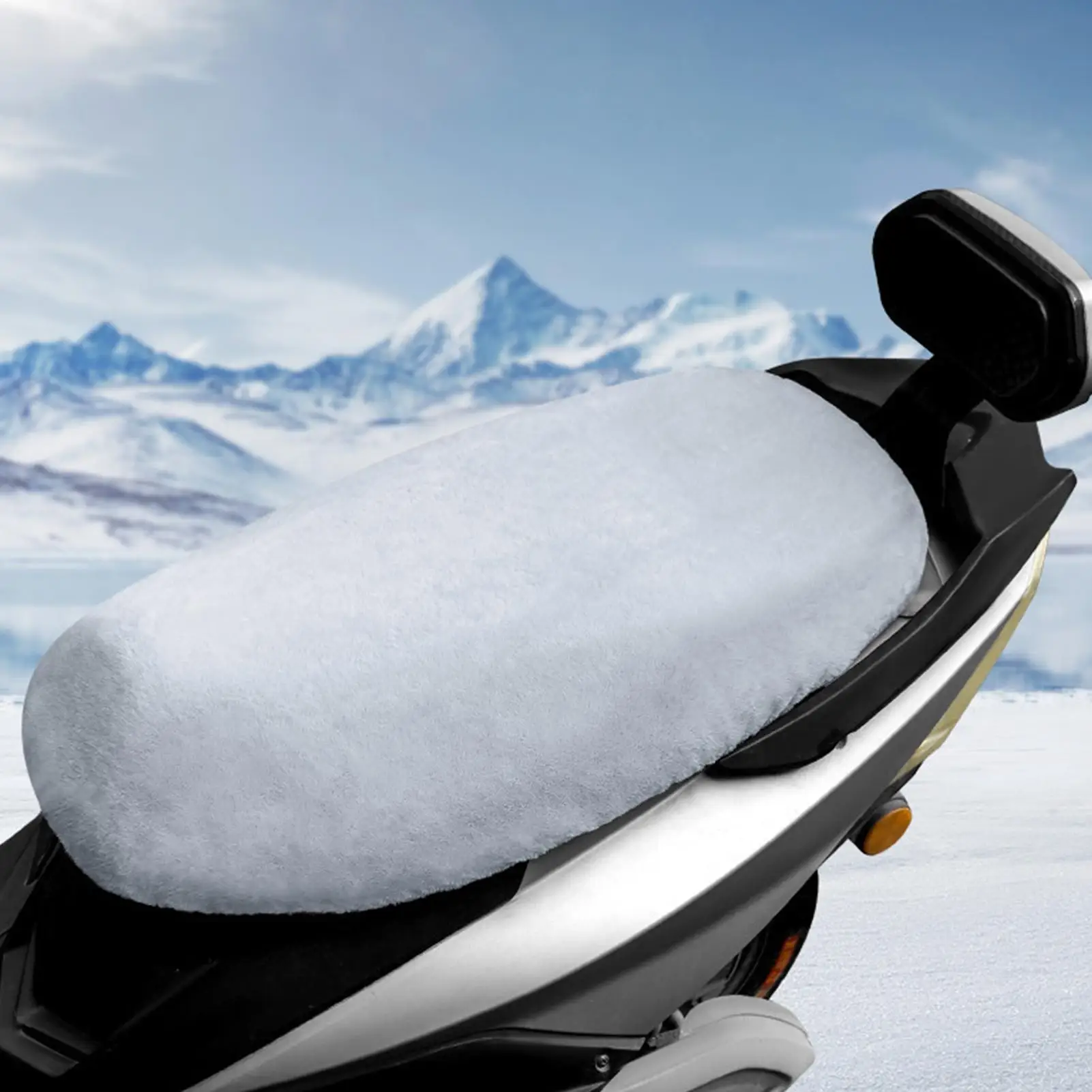 Housse de siège de cyclomoteur, housse chaude en peluche pour moto, coussin chaud et respirant pour ATV, Scooter, aventure en plein air, neige froide