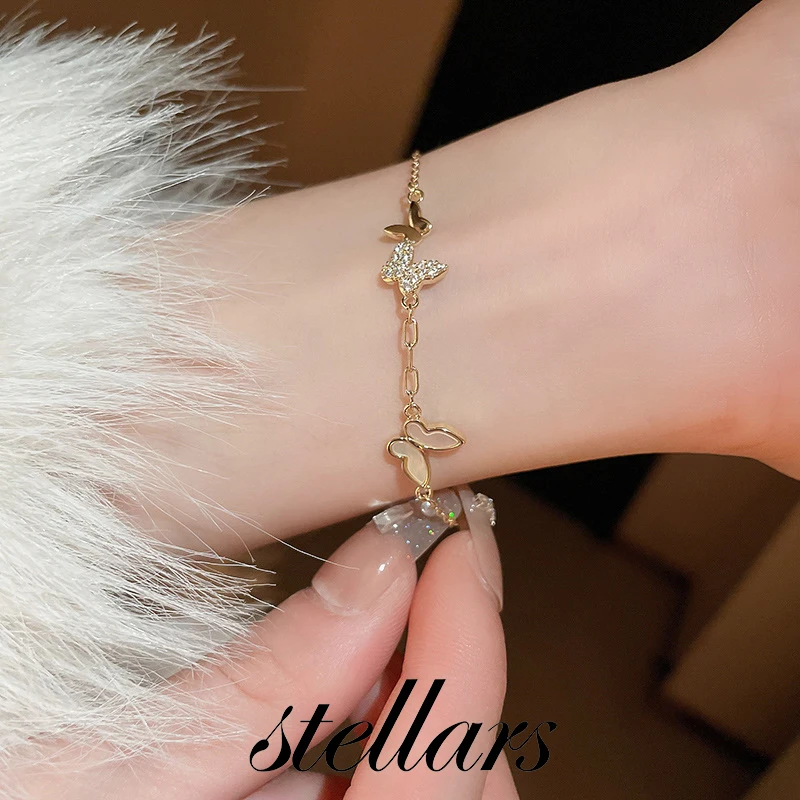 

Real Gold Plated Zircon Butterfly Bracelet, Simple and Stylish Fashion Bracelet, Elegant and Luxurious Jewelry for Women