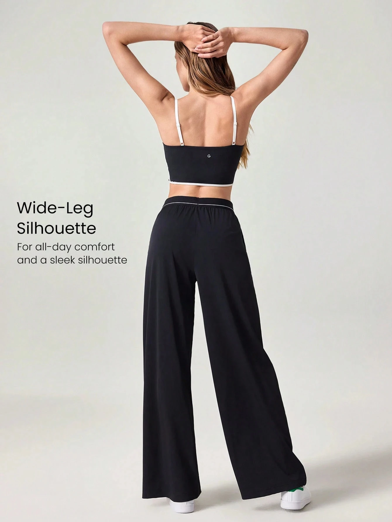 Damen-Yogahose mit weitem Bein, plissiert, weich, für den täglichen Gebrauch im Fitnessstudio, für alle Jahreszeiten, hohe Taille, elastischer Bund, lockere Fitness-Workout-Hose – Detail 6