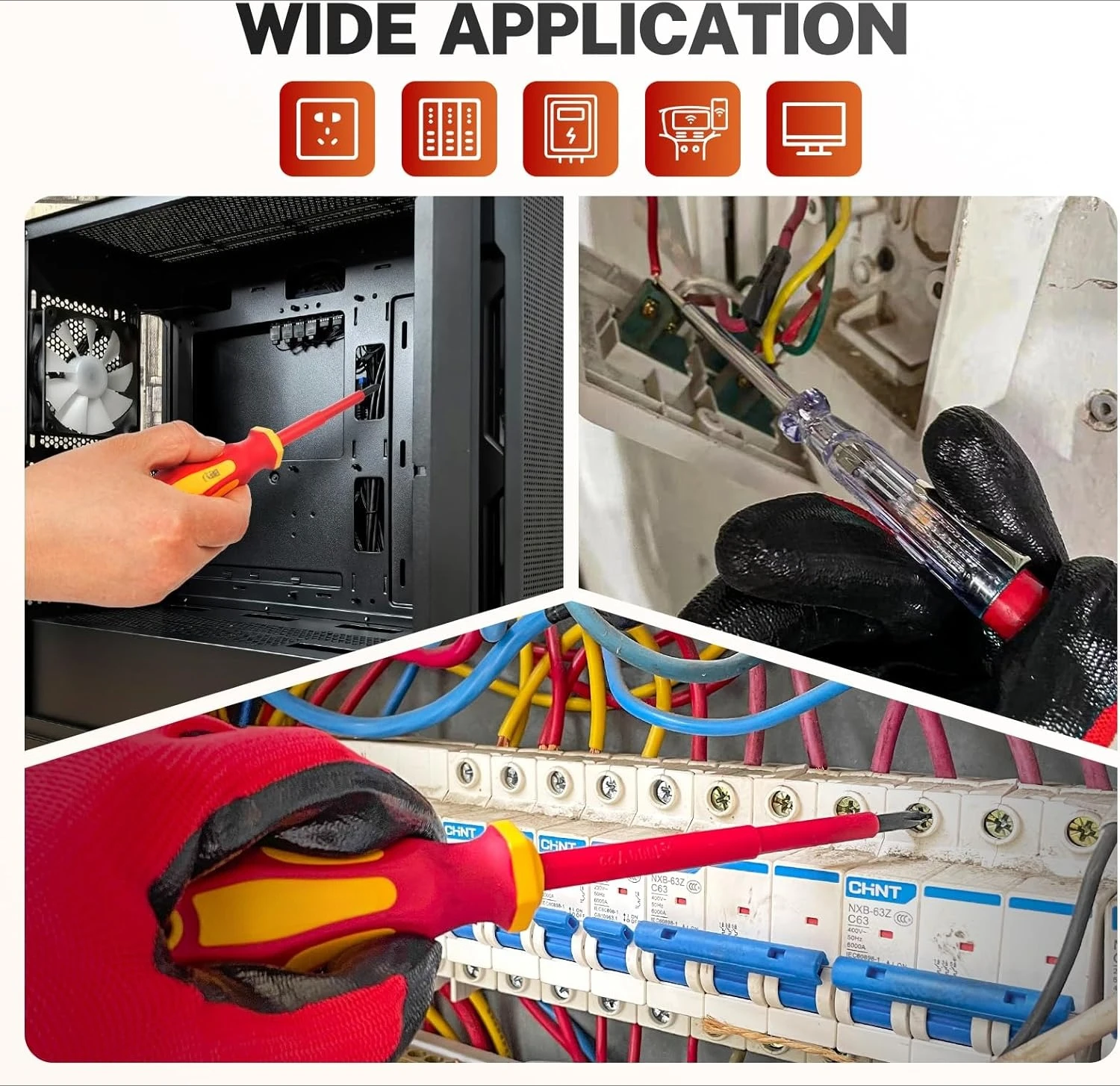 ชุดไขควงและคีมหุ้มฉนวน, เครื่องมือไฟฟ้า 1000V สำหรับช่างไฟฟ้า ปลายแม่เหล็กแบบฟิลลิปส์และแบบร่อง · จัดส่งฟรี