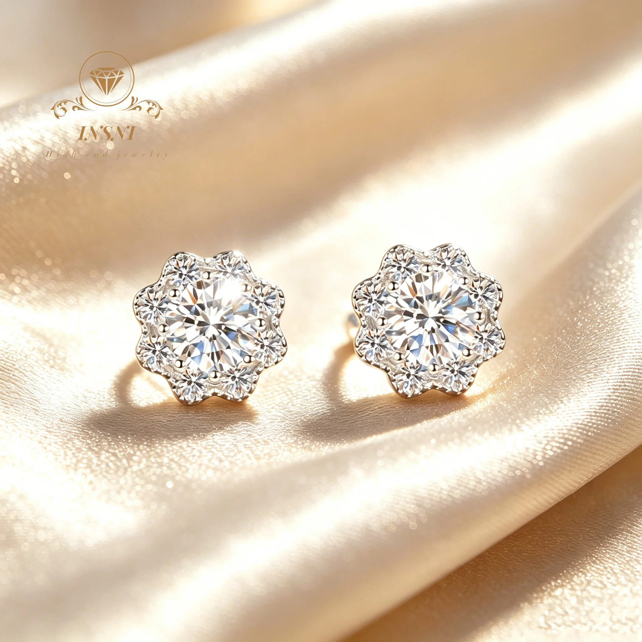 

S925 Sterling Silver Moissanite Stud Earrings Female Sunflower Earrings Exquisite Cute Affordable Light Luxury Gift Jewelry