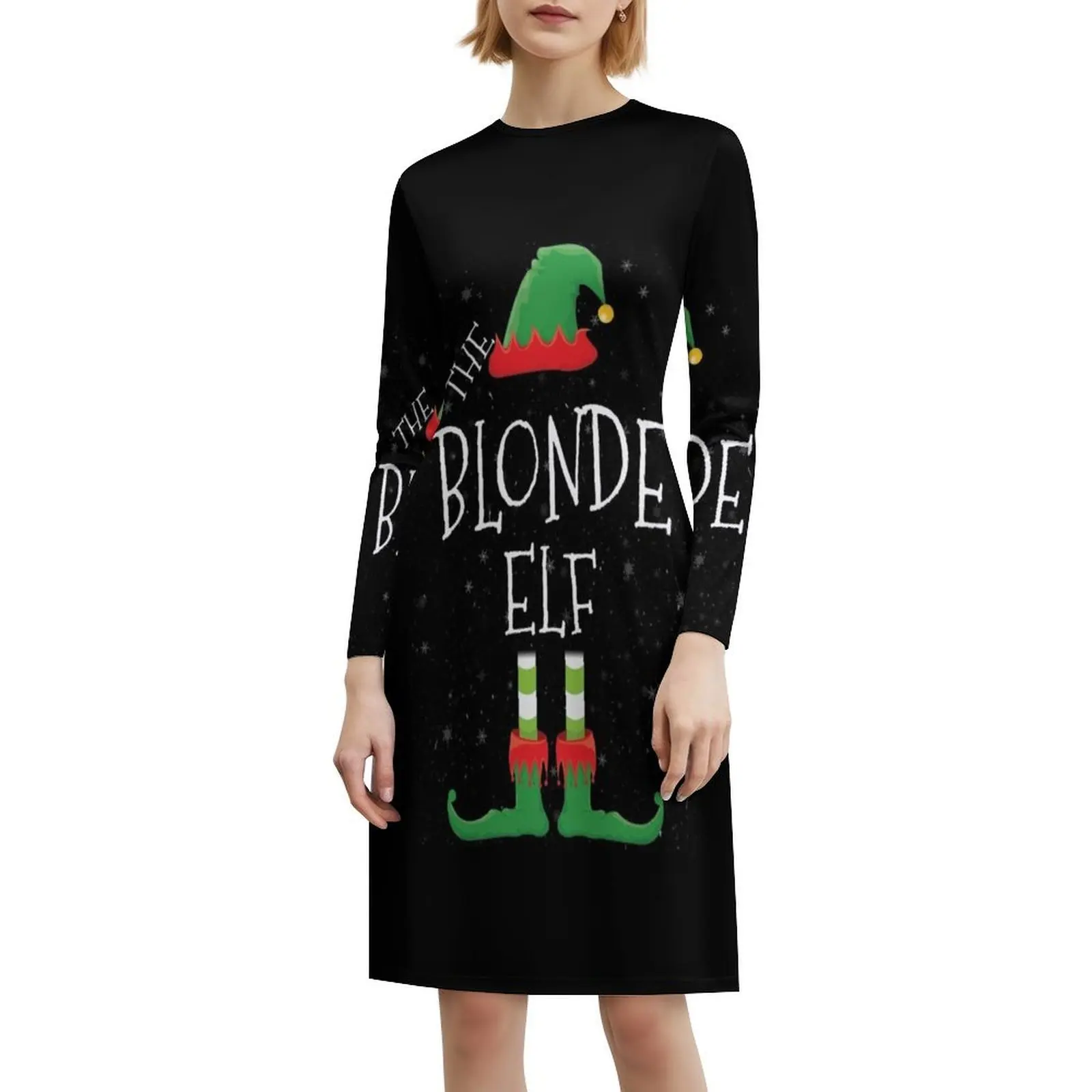 شقراء قزم الأسرة مطابقة عيد الميلاد مجموعة مضحك هدية المرأة الهيب هوب الشارع الشهير اللباس الرسم طباعة حزب نادي ارتداء قزم #6