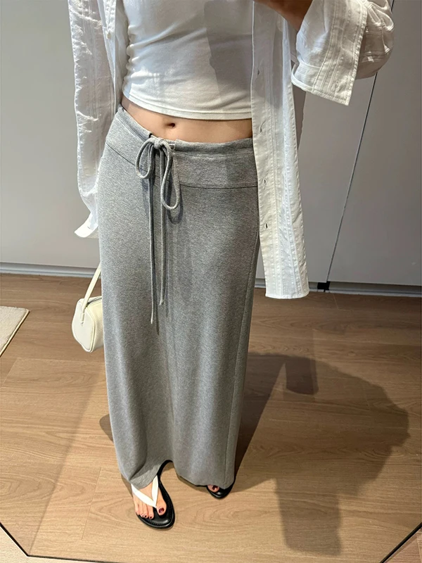 gray-modal-lyocell-half-length-skirt-summer-thin-drawstring-long-a-line-wrap-around-maternity-skirt-casual-high-waisted-belly