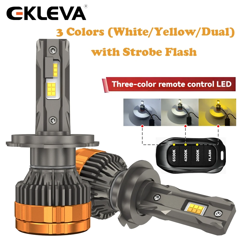 

EKLEVA Ultra-Bright 2PCS Motorcycle LED Headlight – 3 Color Modes, Wireless Remote, Strobe Flash & Waterproof IP68 for Night R