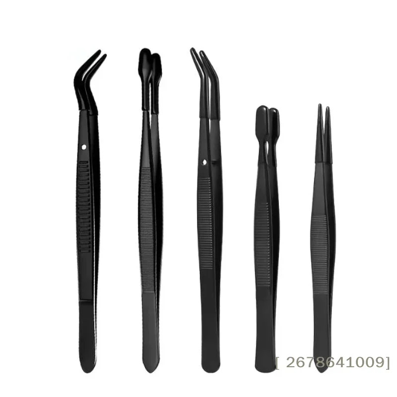⚑2/3/5Pcs Tweezers With Rubber Tips Stamp Clip False Eyelash Tweezers Rubber PVC Flat Tip Bent Tip Tweezers Clamping Tool
