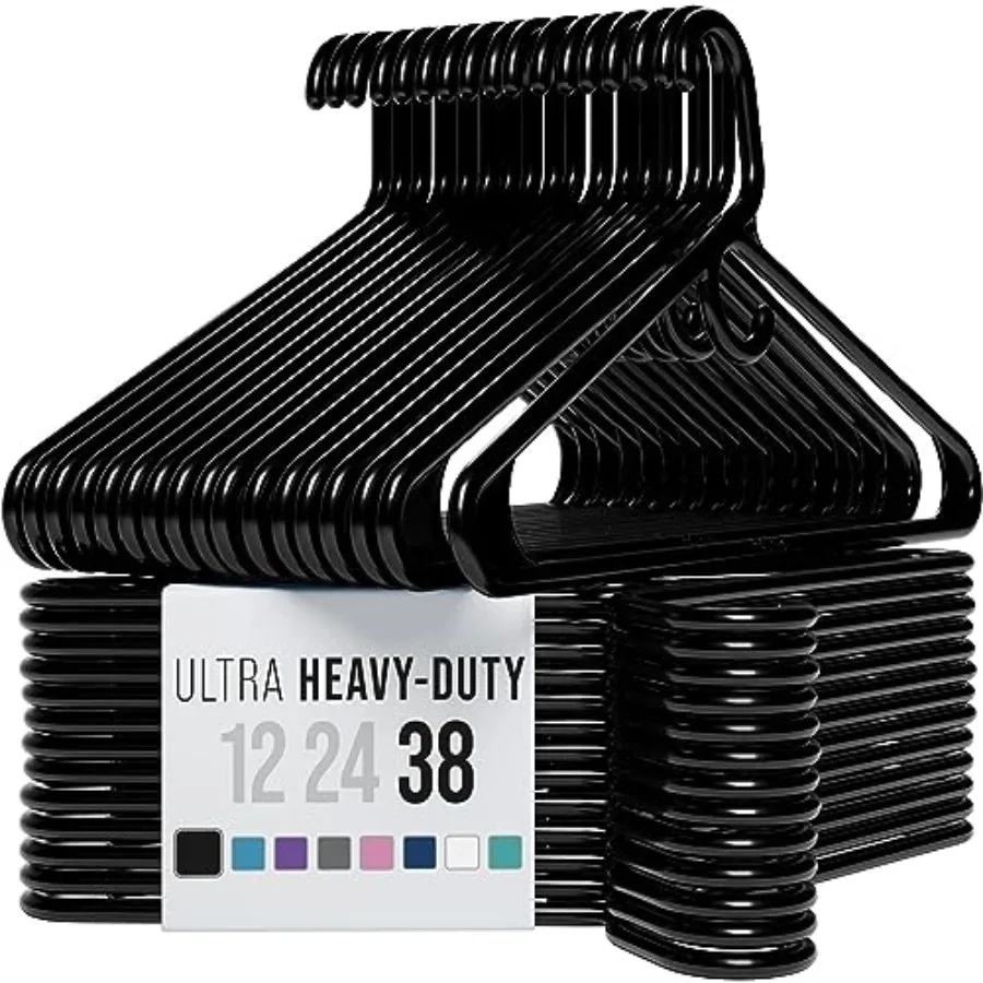 

Thick Heavy Duty Hangers - Plastic Clothes Hangers Pack - Great for Coat Hanger Jackets Jeans and Suit Hanger for Closet - New