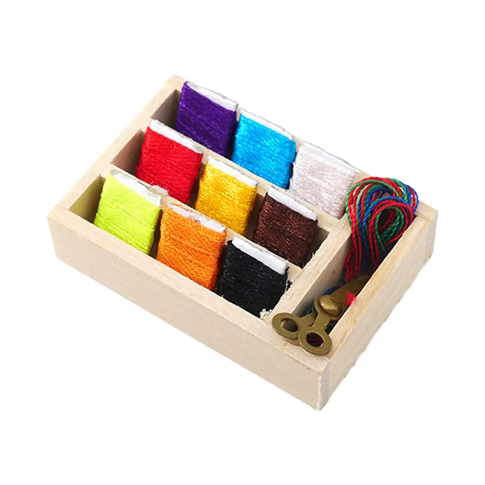 

Mini Dollhouse Needlework Box,Bedroom Model Toys Micro Landscape,Living Room Scene Furniture 1/12 Ornaments