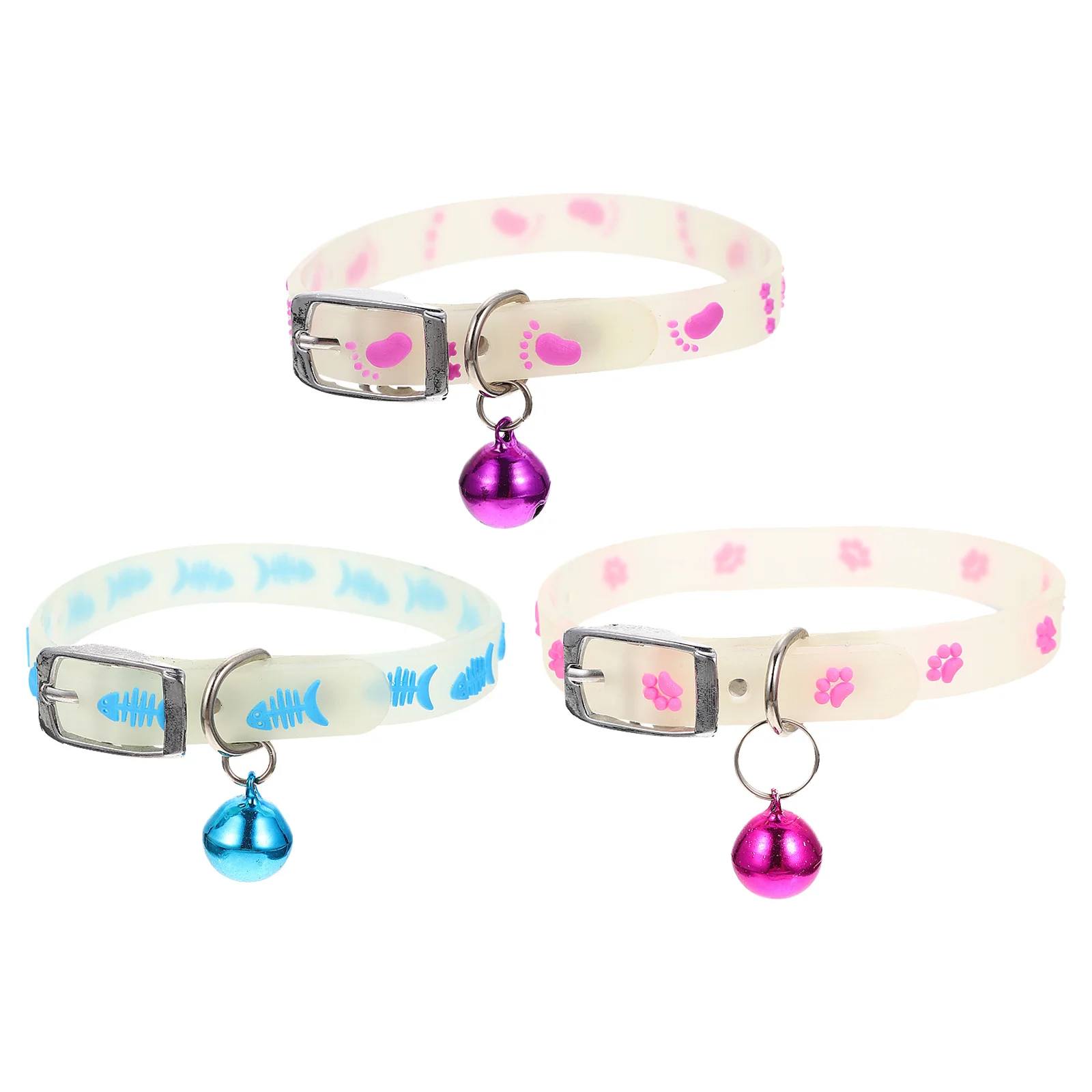 

3pcs Fluorescent Dog Silicone Pet Anti-Lost Cat Collar Decorative Small Dog Collar Comfortable Breathable For Daily Wear Party