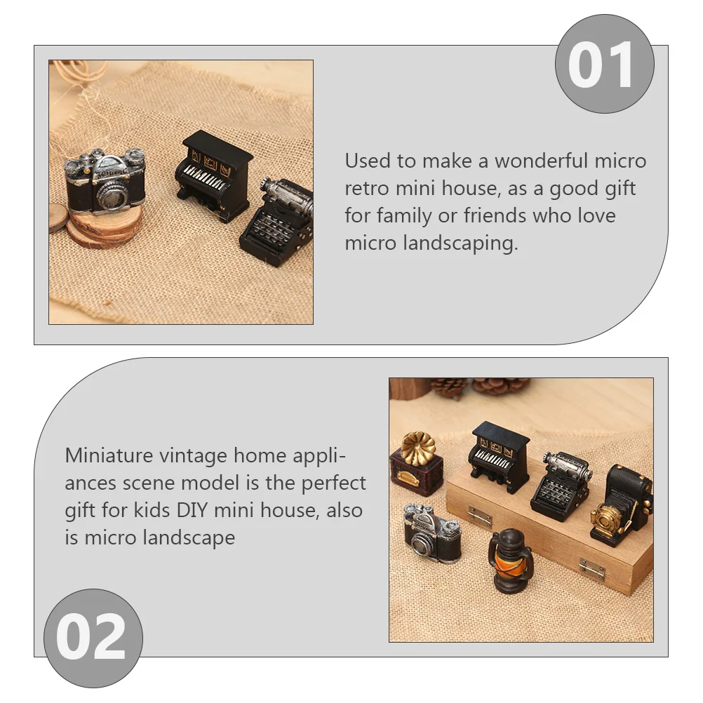 

5 шт. мини ретро фигурки миниатюрные товары для дома смола украшения дома для гостиной аксессуары миниатюрное ретро пианино