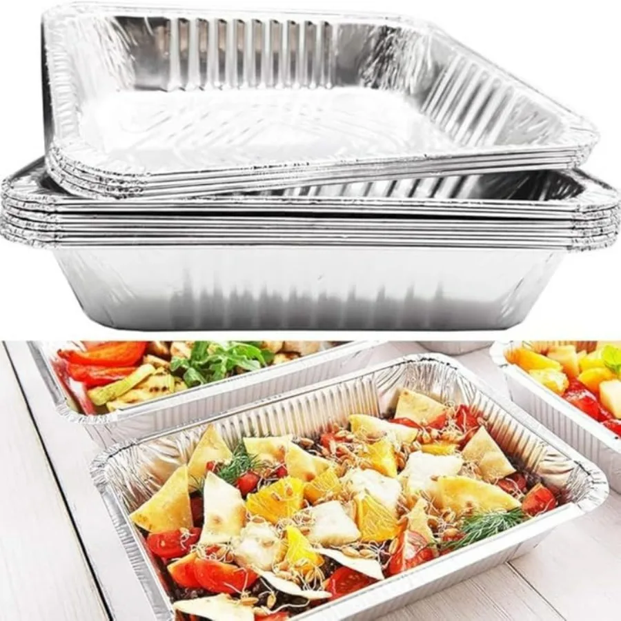 9 × 13 مقالي ألومنيوم عادية نصف الحجم يمكن التخلص منها فقط على طول 3 قطع أدوات تقديم كهدية: مثالية للخبز والتحميص: