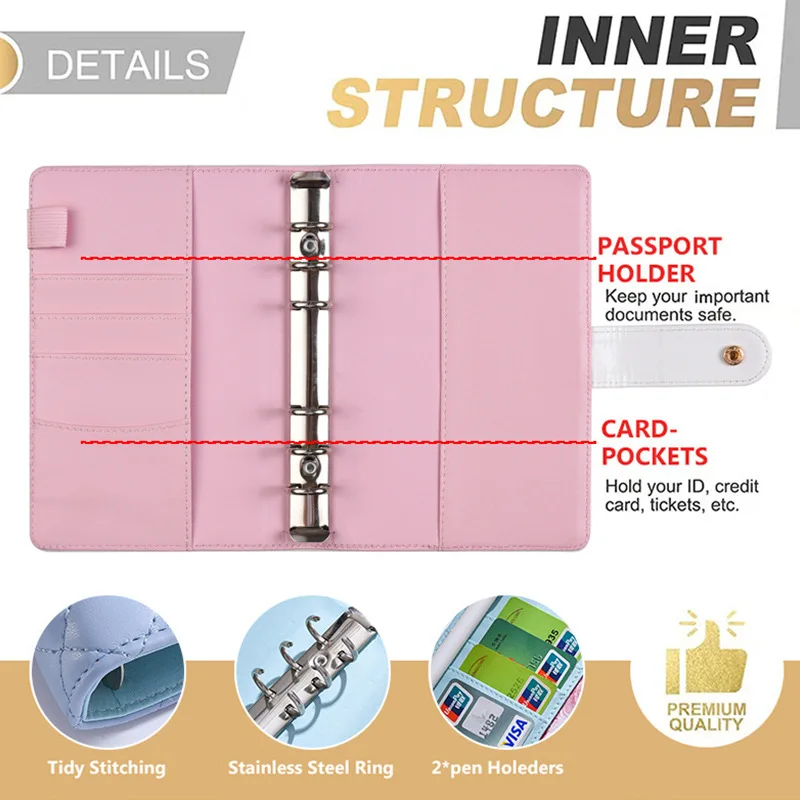 Carpeta planificadora de presupuesto de dinero A6, sobres con cremallera, sobres de efectivo para presupuestar dinero, organizador para carpeta