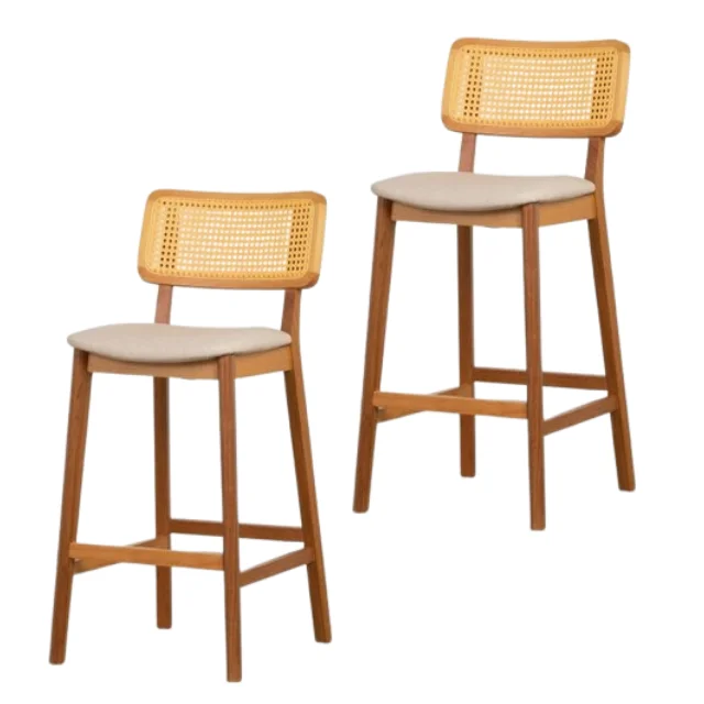 الشمال نمط خشبي بار البراز الخوص الروطان كرسي مرتفع الترفيه المنزل بار الأثاث التصميم الحديث