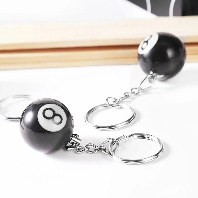 

Fashion Creative Billiard Pool Keychain Table Ball Key Ring Lucky Black No.8 Key Chain 32mm Resin Ball Jewelry Gift