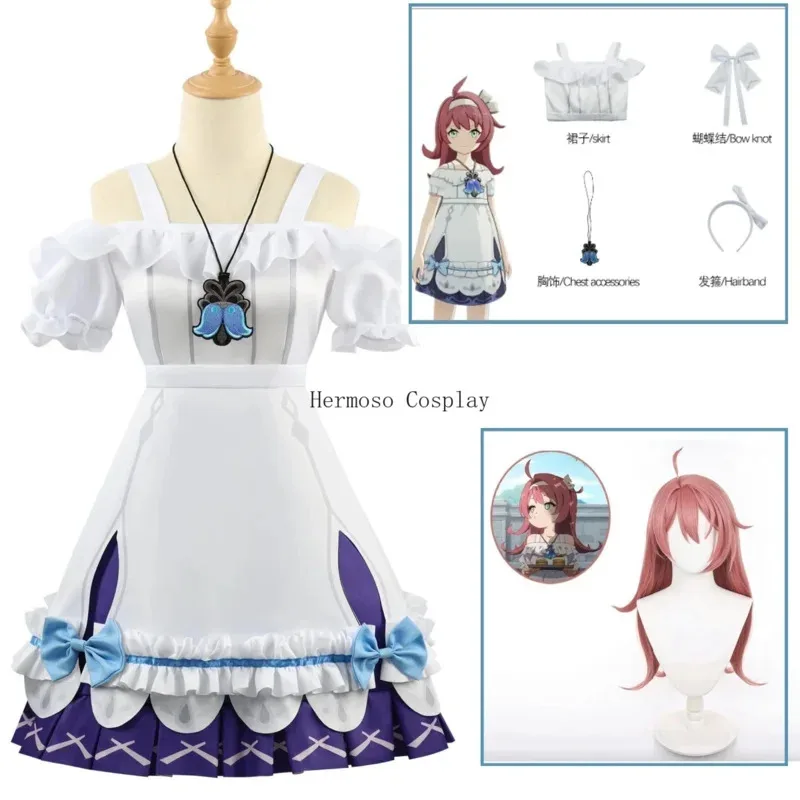 

Game Genshin Impact Cosplay Clervie Cosplay Costume Rose Net Hair Halloween Costume Role Play Party Women Girls Birthday Outfits