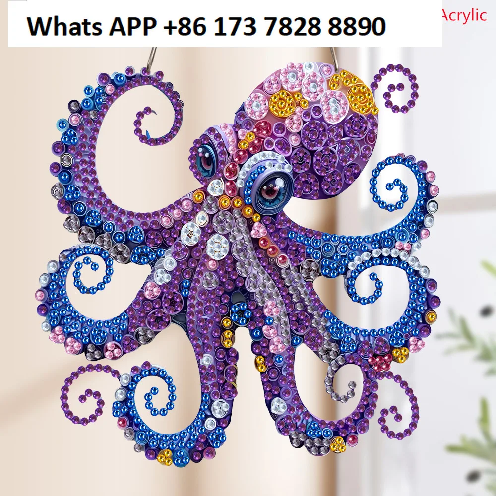 

Трансграничная горячая Распродажа, кулон с алмазной росписью «сделай сам», осьминог 5d, односторонний яркий бриллиант, акрил, ремесленное творчество
