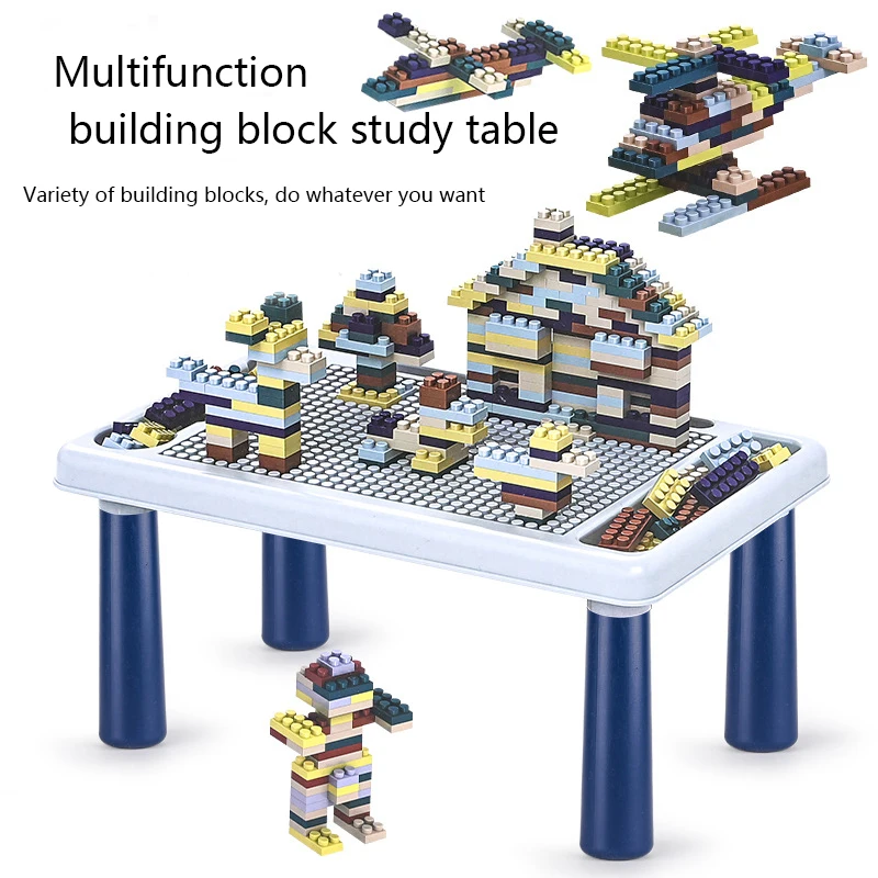 Multifunctional Building Table Kids Activity Big Building Blocks Compatible Educational Children Table  Block Toys Gift