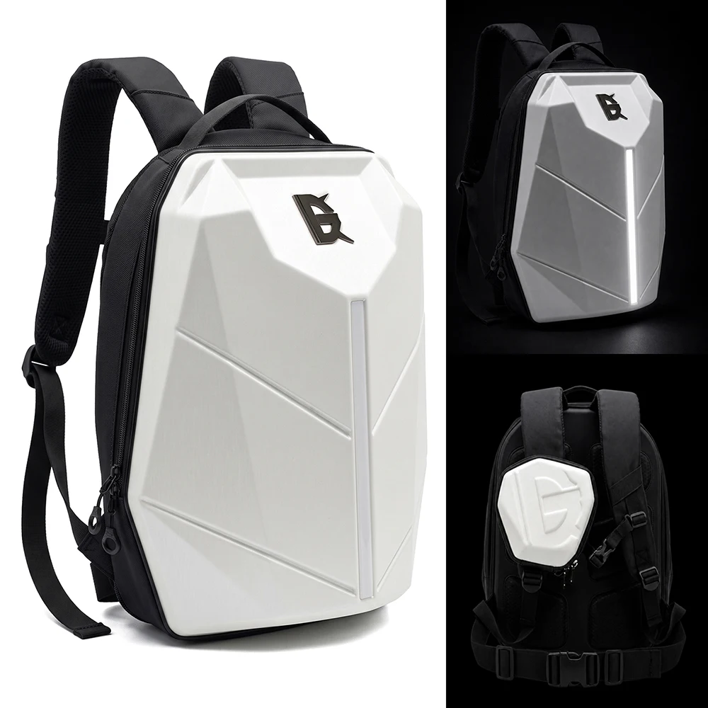 Multifunctional Hard Shell Motorcycle Tail Bag Waterproof Motorbike Rear Back Seat Bag LED Moto Helmet Travel Bag Rider Backpack