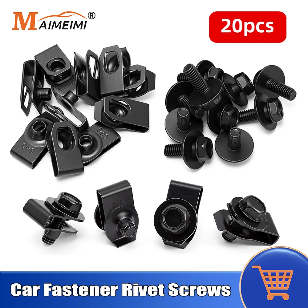 Car Accessories Body Bolts U-nut Clips Sets Automobile Fender Bumper Buckle U Shaped Clips Fastener Metal Bolts Screw Rivet M6