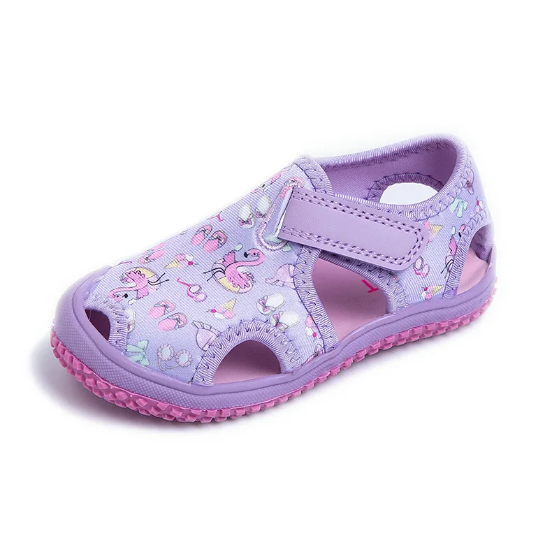 Children Sandals Girls Cute Cartoon Patchwork Beach Sandals Baby Breathable Non-slip Soft Sole Infant Shoes Size 20-30