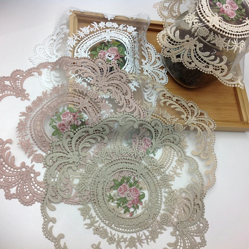 1Pcs Dining Table Flower Embroidery Craft Placemat European Style Lace Insulation Plate Mat Anti-scald Coaster Table Pads