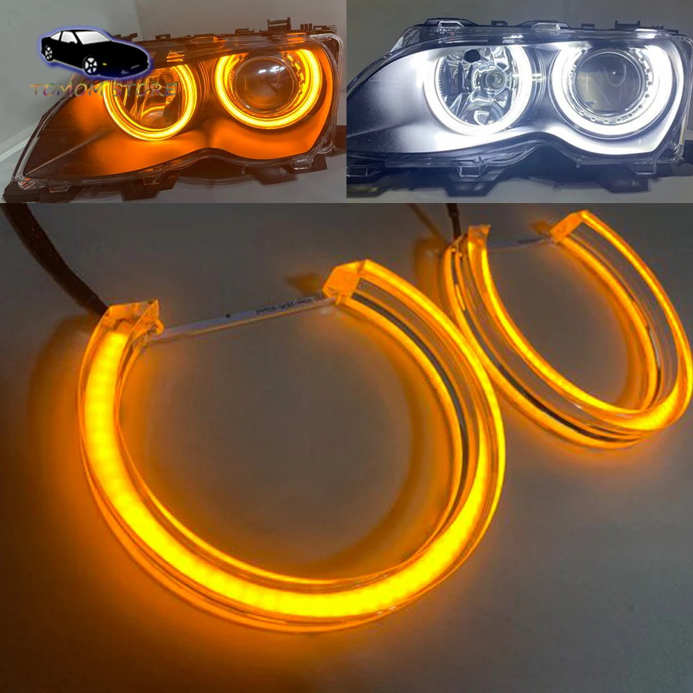 

4x Dual Color DTM Crystal LED Angel Eyes Headlight Kits For BMW E36 E38 E39 E46 with Projector M3 Canbus Turn Signal Lights