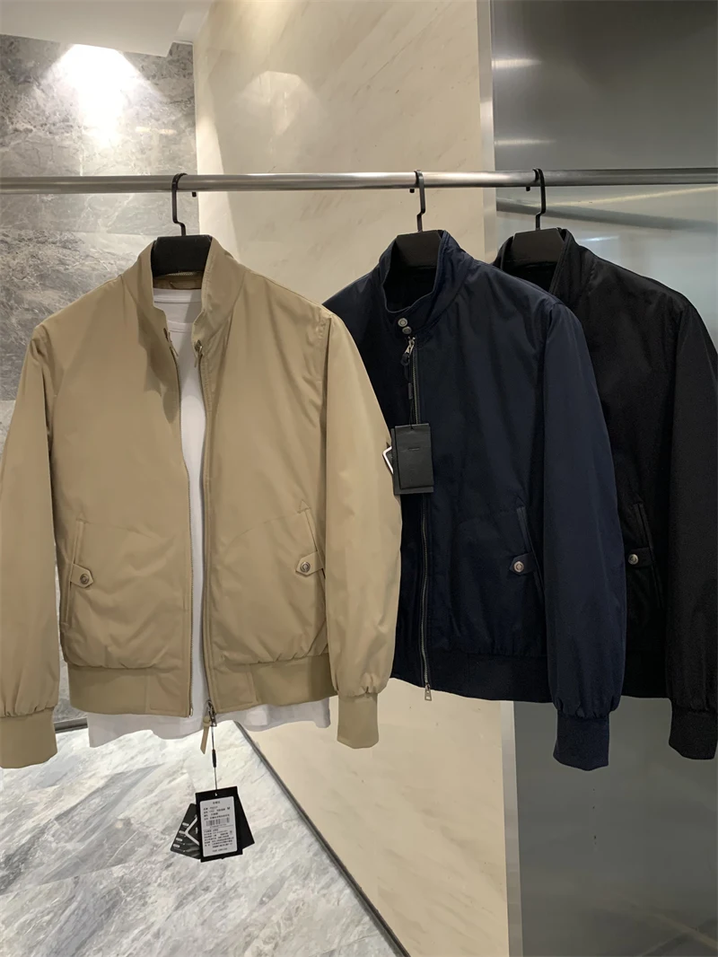 

Memory Metal High-End Spring Autumn Men's Faion Casual Stand Collar Jaet Outerwear Durable Polyester Stand Fit Zipper