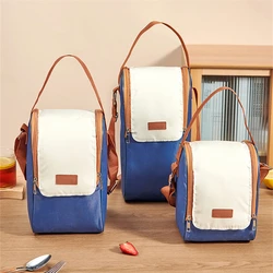 Insulated Lunch Box Thermal Bag Portable Round Camping Picnic Bento Pouch Food Carrier Cooler Case Handbags with Shoulder Strap