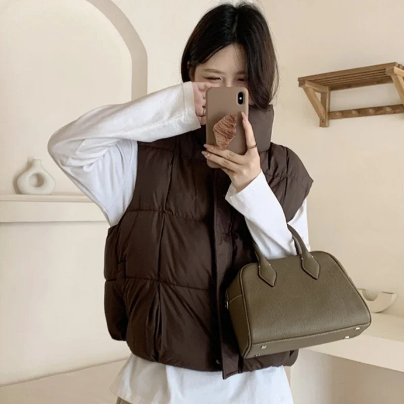 새로운 스탠드 업 칼라 퍼프 코튼 패딩 조끼 가을 여성 느슨한 한국 학생 빵 옷 자켓 코트 Tide JJ276