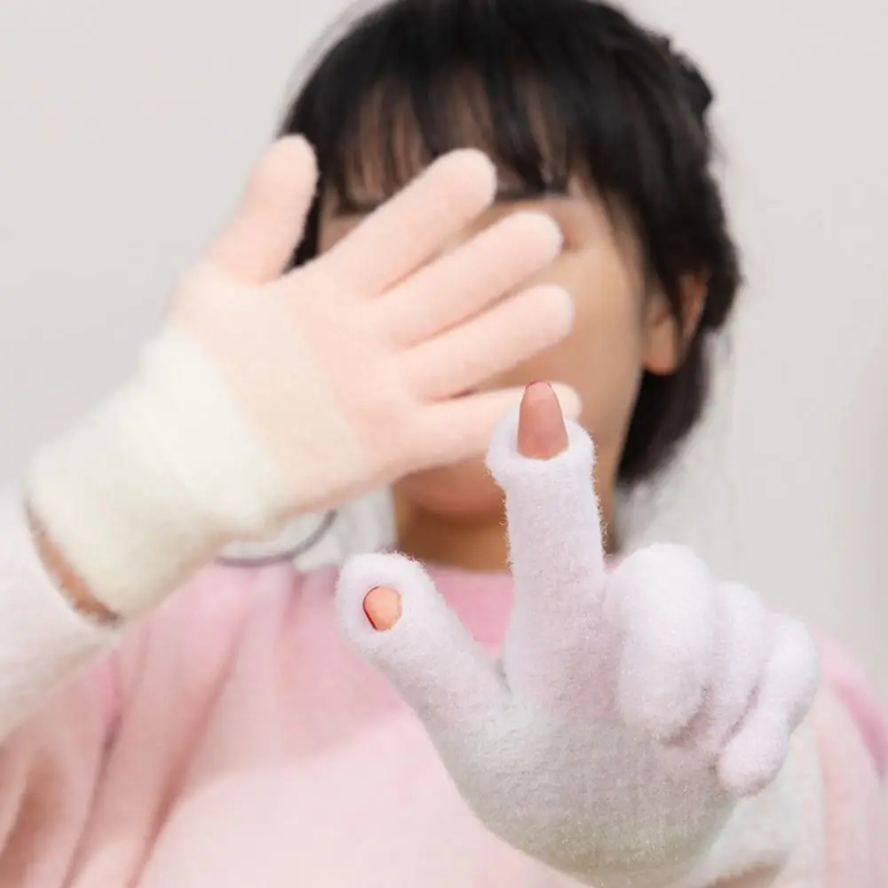 

Модные зимние перчатки с градиентом, мягкие плюшевые утолщенные варежки для вождения, ветрозащитные перчатки с открытым пальцем и сенсорным экраном для девочек