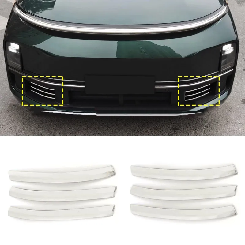 Vtear Car Front Bumper Grille Cover Center Mesh Trim Strips Air Deflector Protector Styling Decoration For Lixiang Li L7 22-24