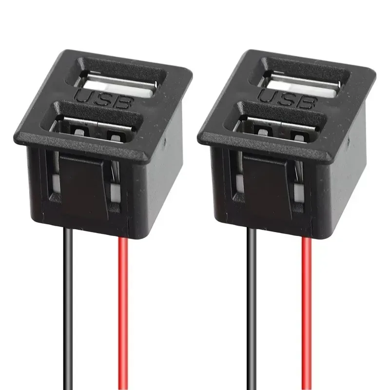 5V 2A Black Female Connector Double Layer Usb Female Base Type-C Socket Car Usb Lamp Charging Socket Power Socket with Cable